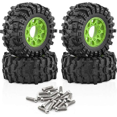 Pneus de rechange à échelle réduite 1/10, 12/14/17 mm, accessoires pour ARRMA Senton TRX Slash (4 pièces vert fluorescent) ( ) (1/3)