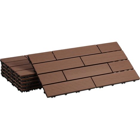 Randaco Piastrelle da esterno WPC 30x60 cm 12 pezzi 2 m², marrone rossastro, a incastro (1/5)