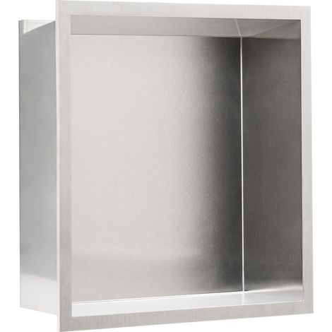 Nicho de ducha LED moderno de acero inoxidable con acabado cepillado 33 x 33 plateado Itaipu (1/5)