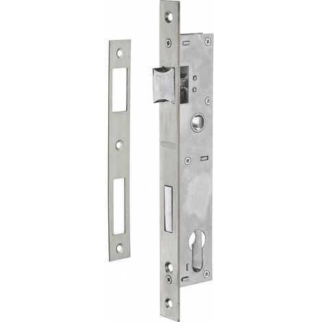 Thirard – Serrure encastrable à cylindre pour menuiserie métallique – Coffre acier, têtère inox, entr'axe 92mm, pêne nickelé, carré 8mm