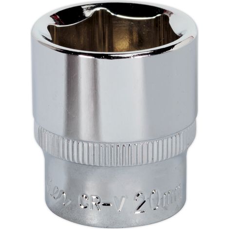 Sealey SP3820 Premier Fully Polished Socket 3/8""Sq Drive 20mm