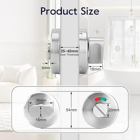 Ensembles de Serrure de Porte Rotative en Acier Inoxydable 304, Indicateur de Verrouillage pour Salle de Bains, Toilettes et Toilettes (1/4)