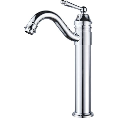Tall Basin Faucet, Washbasin Mixer for Bathroom Sink or Wash Basin, Can Rotate 360°, Hot and Cold Water Basin Mixer Available, Chrome Plated Brass (1/5)