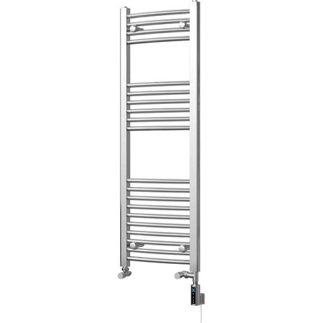 Zennor - Chrome Dual Fuel Towel Rail H1200mm x W400mm Thermostatic WIFI - Curved (1/3)