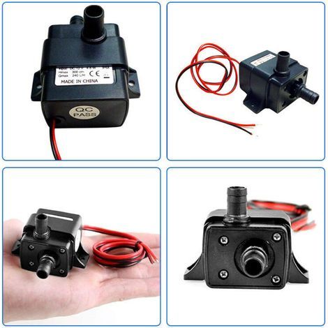 12V Pompe à Eau Silencieux Etanche Pompe Submersible de Fontaine Aquarium 240L/H Lift 300cm