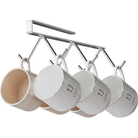 Edelstahl-Becherhalter zur Befestigung unter einem Schrank mit selbstklebender Halterung für optimale Küchenorganisation. (1/5)