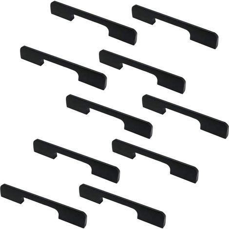 AIDUCHO Juego de 10 tiradores para puertas de armarios y cajones, de aleación de zinc negro mate, 140 mm de largo. (1/5)