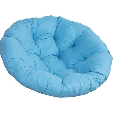 1 Coussin pour fauteuil Papasan 50 cm, rond, tissu doux imperméable, bleu ciel, pour intérieur et extérieur (1/5)