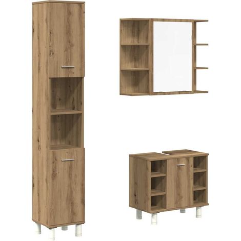 Ensemble de meubles salle de bain 3 pcs,Ensemble d'armoires de salle de bain bois d'ingénierie CFW43668 (1/5)