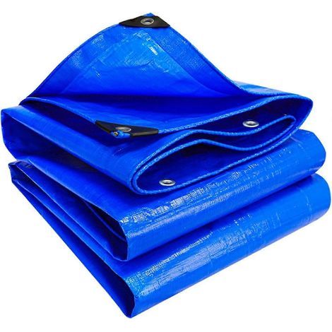 Bâche imperméable et résistante multi-usages - Polyéthylène/PE, œillets antirouille, résistante aux déchirures - Bleue 2 x 2 m (1/5)
