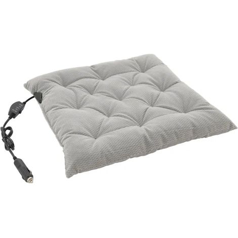 Coussin de siège chauffant - 12V - Housse chauffante - Universelle - Gris (1/4)