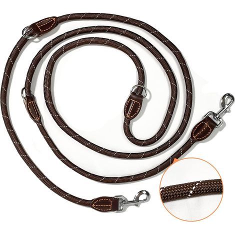 Laisse 3m x 14mm, Multifonctions Double Laisse de Cou Robuste pour Grand Chien de Taille Moyenne, Chien (1/5)