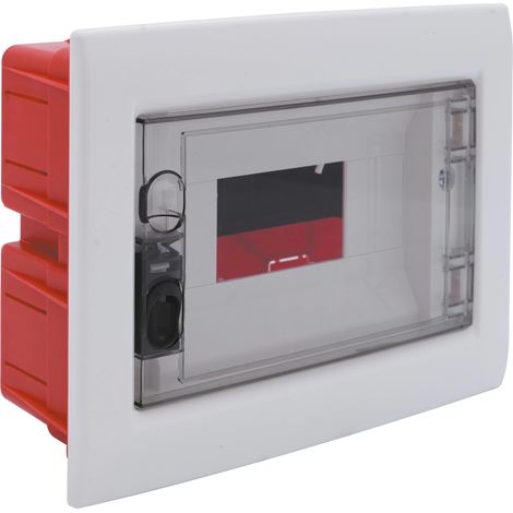 Centralino da incasso 8 moduli con portello fumé e telaio estraibile, bianco, 240x195x80 mm, ideale per installazioni elettriche domestiche e professionali (1/2)