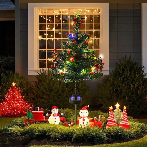 Arbre De Noël Solaire - Guirlande Led Multicolore 20 Leds - Pour Jardin Cour Extérieur - Hauteur 75 Cm - 1 Pièce (1/5)