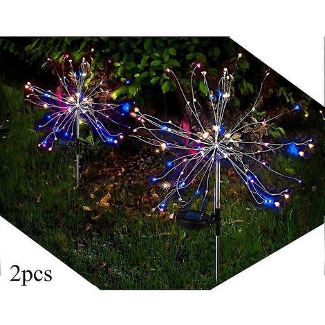 Lampe solaire pour jardin extérieur, 2 lampes solaires effet feu d'artifice, LED multicolores, étanches, pour jardin, balcon. (1/5)
