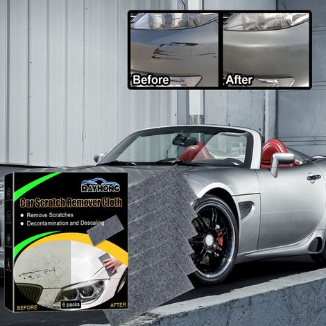 Autokratzer-Reinigungstuch für die Autolackpflege, Kratzerentfernung, Wasserfleckenentfernung, Autowachspolitur und -reinigung, Kratzerpflege -- 6er-Pack (im Karton) -- DE (1/5)