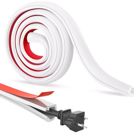 Goulotte Passe Cable, 3M Cache-Cordon en PVC Souple, Auto-adhésif Demi-Rond Cache-Câble, Cache-Câble sur Le Mur, pour Mur, Sol, Plinthe, Cache Câble TV et Électrique (1/5)