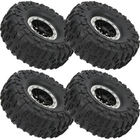 Satz mit 4 Aluminiumfelgen und Reifen im Maßstab 1:10 für ferngesteuerte RC-Autos D90, F350 und SCX10 (silber) (1/5)