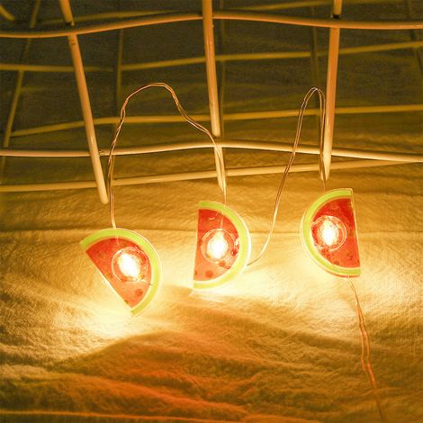 2 m / 6,6 ft LED-Lichterkette mit 20 LEDs in niedlicher Wassermelonenform, warmweiß, Kinderzimmerdekoration (1/5)
