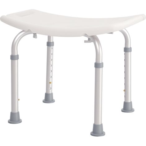 Height Adjustable Bath Stool, Aluminium Shower Stool with Non-Slip Pads for Elderly, Disabled, Seniors, Pregnant, White