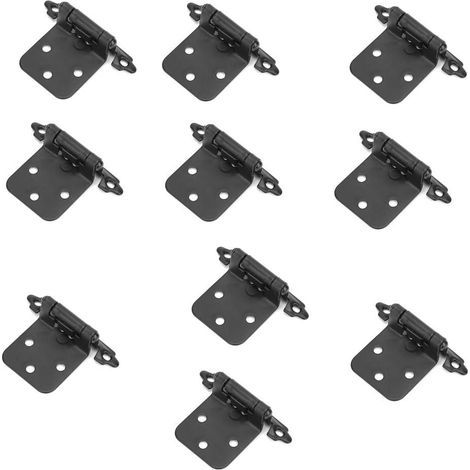 10 Stück amerikanische Stahl-Selbstschließfeder-Scharniere für Schränke, Wohnaccessoires (Schwarz) (1/5)