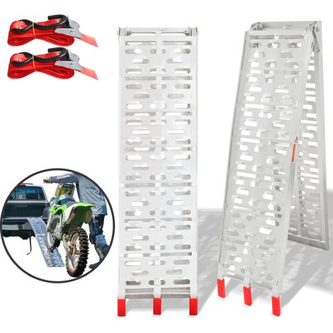Randaco Juego de 2 Rampa de carga de aluminio Rampa de acceso plegable y antideslizante para motocicletas de hasta 680KG