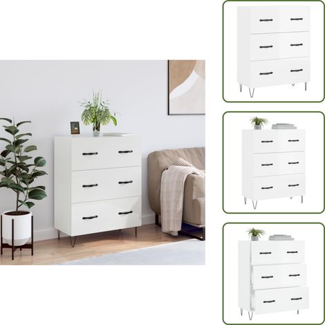 Sideboard Hochglanz-Weiß 69,5x34x90 cm Holzwerkstoff - Schreibtisch - Wohnzimmermöbel - Sideboard - Regal - Aufbewahrung