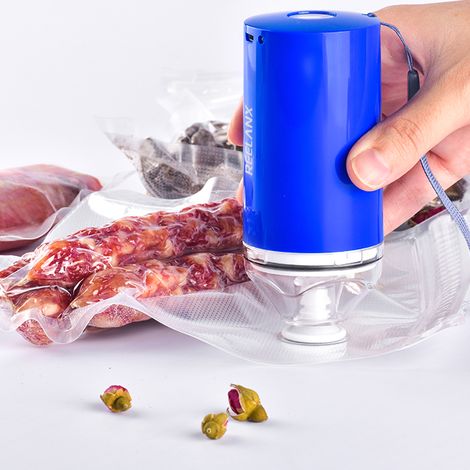 Praktisches Mini-Vakuumiergerät, kabellos, USB-aufladbar, Vakuumverpackungssystem zur Aufbewahrung von Lebensmitteln, inklusive 10 wiederverwendbarer Zip-Beutel (1/5)