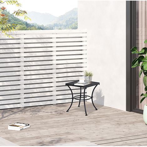 Tavolino da giardino 45x45x50 cm nero in metallo con piano in mesh (1/5)
