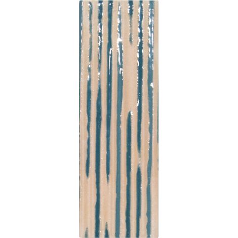Carrelage grès cérame effet graphique CASABLANCA - Relief (rectangle) 15x5cm Azure - - boîte de 0.53 m2 - Gioia Materia