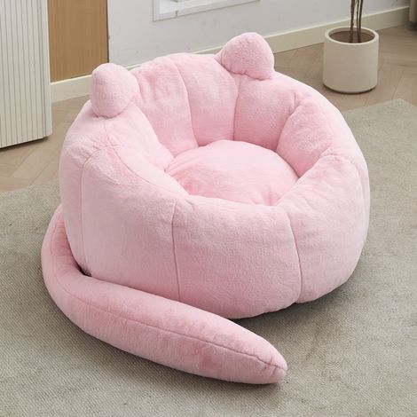 Sofá puff para gato rosa de terciopelo, 112 x 112 x 77 cm, sin instalación DESVIAE (1/5)