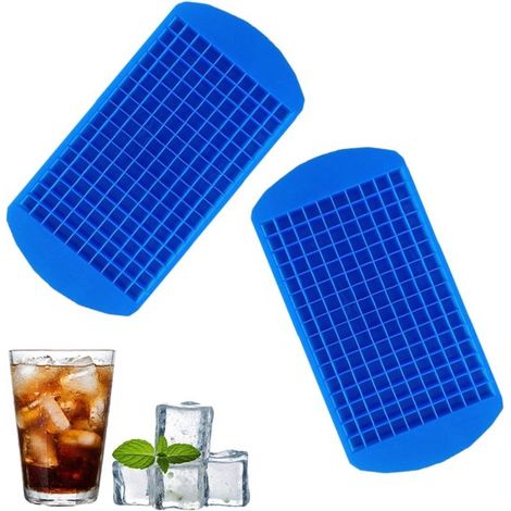 2 mini cubiteras, cubiteras para frigorífico, aptas para uso alimentario, ideales para preparar bebidas para fiestas, zumos, color azul (1/5)