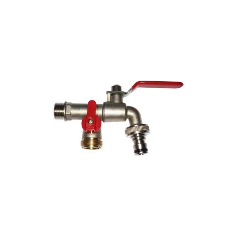 Raccord de Tuyau d'Arrosage Double EDM 1/2" - 3/4" - 3/4"