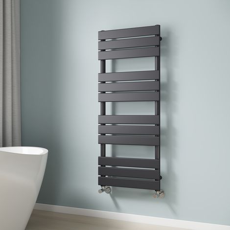 EMKE Flat Panel Heated Towel Rail Bathroom Anthracite Central Heating Rad Radiator Ladder Radiator Warmer 1200x500mm