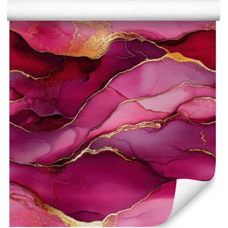Papier peint encre violette, rose, bordeaux et rose poudré 50x1000 cm (1/5)