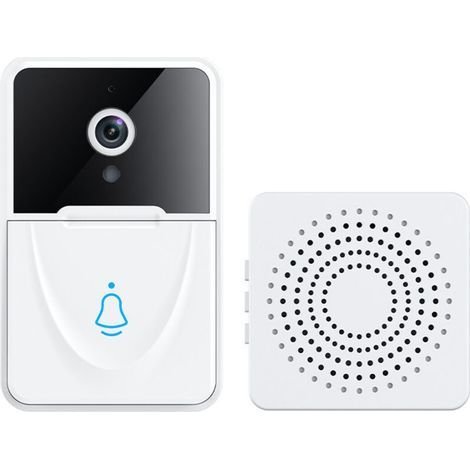 Sonnette vidéo sans fil avec caméra, sonnette vidéo WiFi avec carillon de porte, surveillance de vision nocturne HD, interphone à domicile, support de sécurité intelligent, appels bidirectionnels [Cla (1/5)