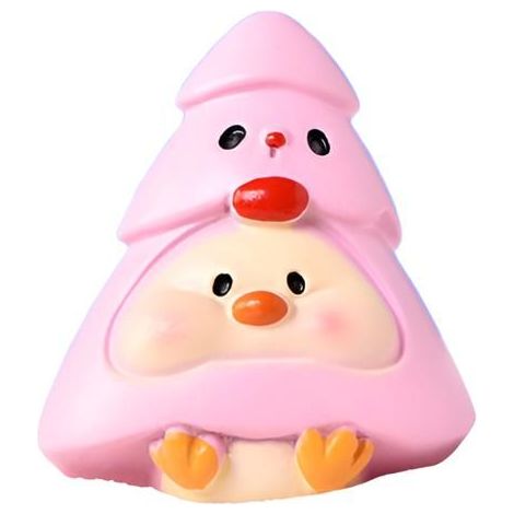 Dessin animé de Noël avec un cochon, un bonhomme de neige, un sapin de Noël, un adorable canard, un micro-paysage, des décorations de Noël en forme de boule (1/5)