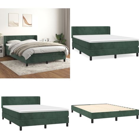 Boxspringbett mit Matratze Dunkelgrün 140x190 cm Samt - Samtbett - Boxspringbett - Doppelbett - Bettenrahmen - Luxusbett - Home & Living (1/5)