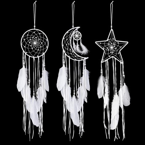 Dream Catcher - Metal Circle With Moon Sun Star Design - Wall Hanging Home Decoration - Diameter 20 Cm - Set Of 3 (1/5)