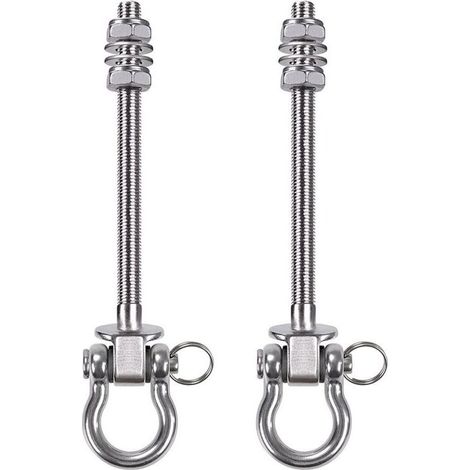 2 boulons de suspension de 23,5 cm pour hamac, kit de fixation pour balançoire, chaise d'intérieur/extérieur, corde de yoga, sac de frappe, sac de sable (1/4)