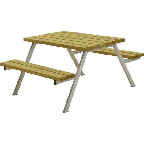 Plus Picknicktisch Alpha Stahl-Holz 118 x 161 x 73 cm natur