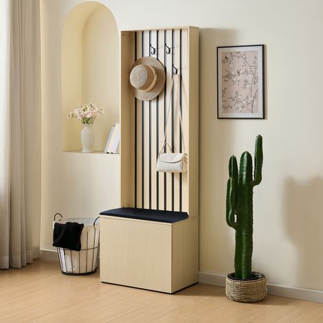 Armadio moderno con panca e vano porta scarpe – organizer per ingresso con 4 ganci, cuscino per la seduta e scomparti portaoggetti – elegante, per ingresso e camera da letto. [VECCHIO CODICE ARTICOLO: (1/5)