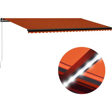 vidaXL Auvent manuel rétractable avec LED 600x300 cm Orange et marron (1/5)