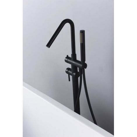 Imex – Robinet de baignoire monocommande noir mat – Acier et laiton – Cartouche céramique 35 mm – Boîte de contrôle au sol intégrée - Imex-BBECO1-NG