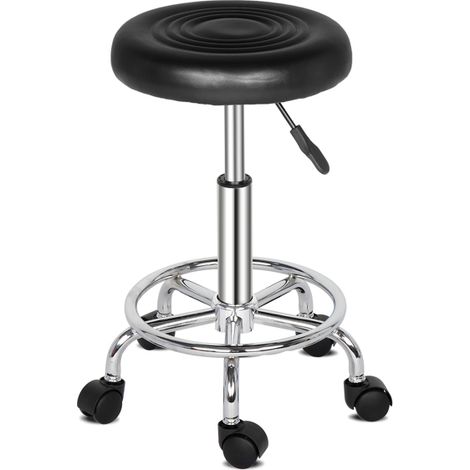 Comfortable 360-Degree Rotating Bar Stool with PU Leather and Chrome Base for Home and Office Use, Easy Mobility with Casters