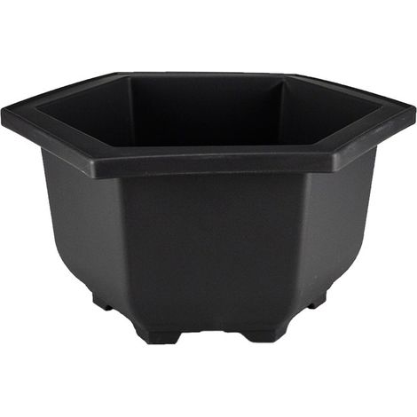 Vaso esagonale per Piante e Bonsai in plastica nera cm. 15