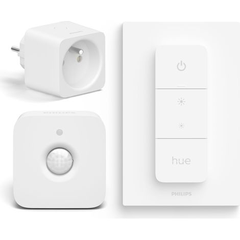 Philips Hue Conjunto Pack con 1 Hue Enchufe Inteligente para Bélgica y Francia (Tipo E), 1 Hue Regulador de intensidad y 1 Hue Sensor de movimiento interior - Hue Accessories (1/5)