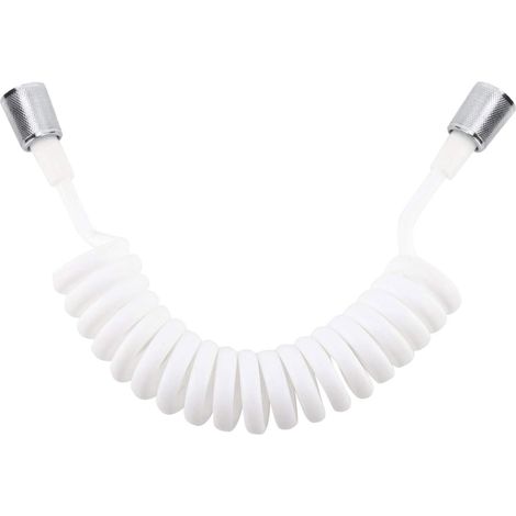 Flexible de Douche Télescopique 3M Blanc - Tuyau Rétractable en Mousse avec Bouchon Cuivre Universel pour Douchette, WC (1/5)