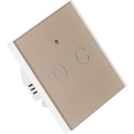 Ortviai Interrupteur intelligent tactile Zigbee Tuya 2 voies 100-240 V or, verre trempé, sans condensateur (1/4)