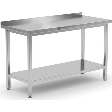 Table Inox avec Dosseret et Etagère - P 700 mm - L 600 mm